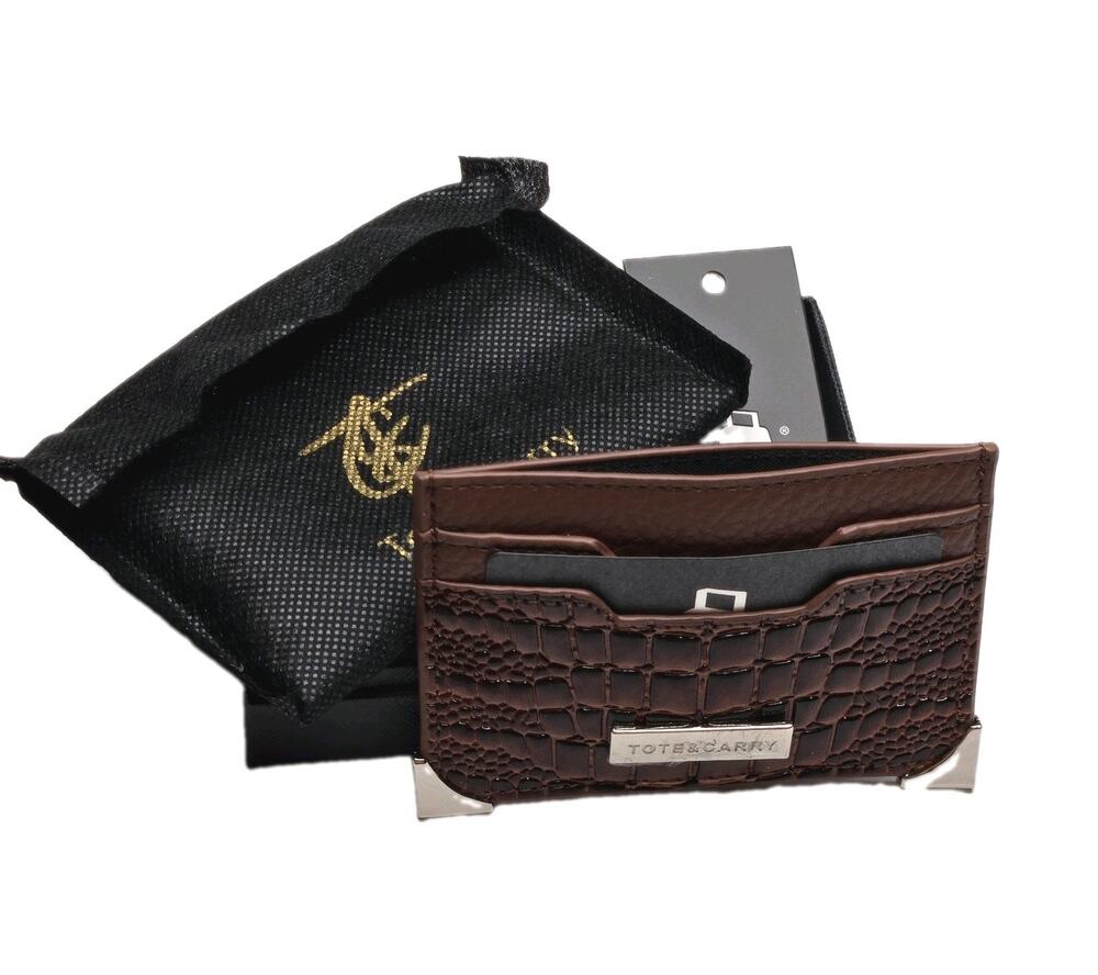 Tote & Carry Brown Crocodile Print Card Holder Wallet New with Tags